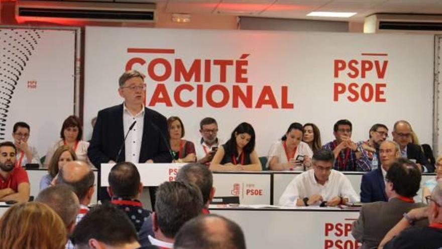 El secretario general del PSPV, Ximo Puig, durante su primera intervención de ayer en el comité nacional.
