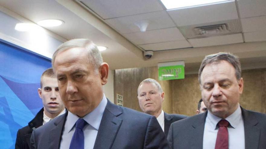 Netanyahu, el domingo, llegando a la reunión semanal del gabinete.