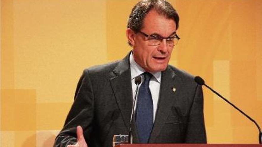 Artur Mas en la roda de premsa d&#039;ahir.