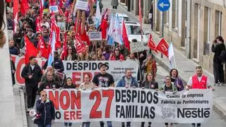 Pontecesures toma la calle contra el ERE de Nestlé: «No somos números, somos familias»