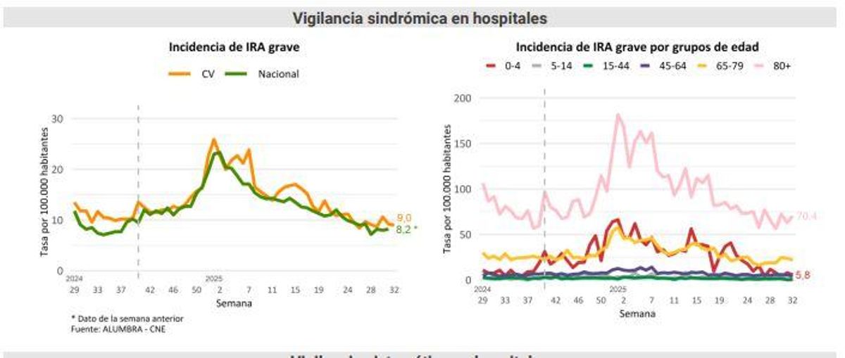 Vigilancia en los hospitales de los casos graves