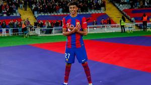 Lamine Yamal celebra su gol ante el Mallorca