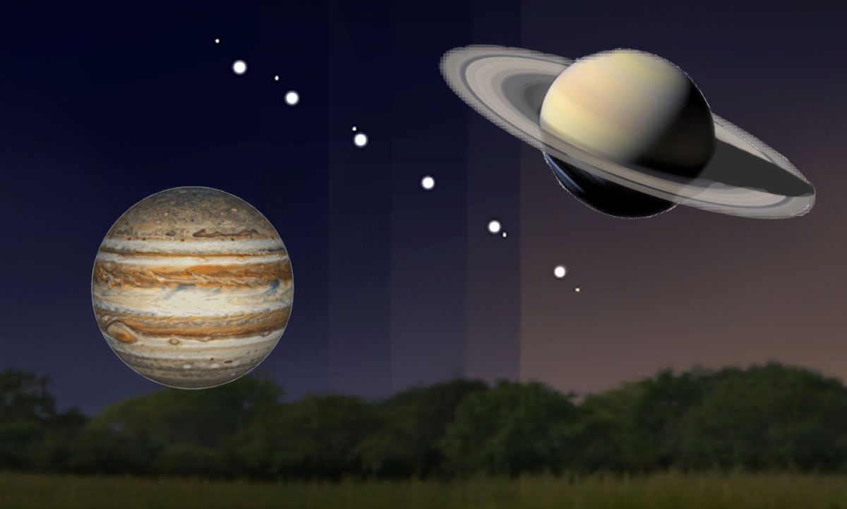 Conjunción planetaria Saturno Júpiter