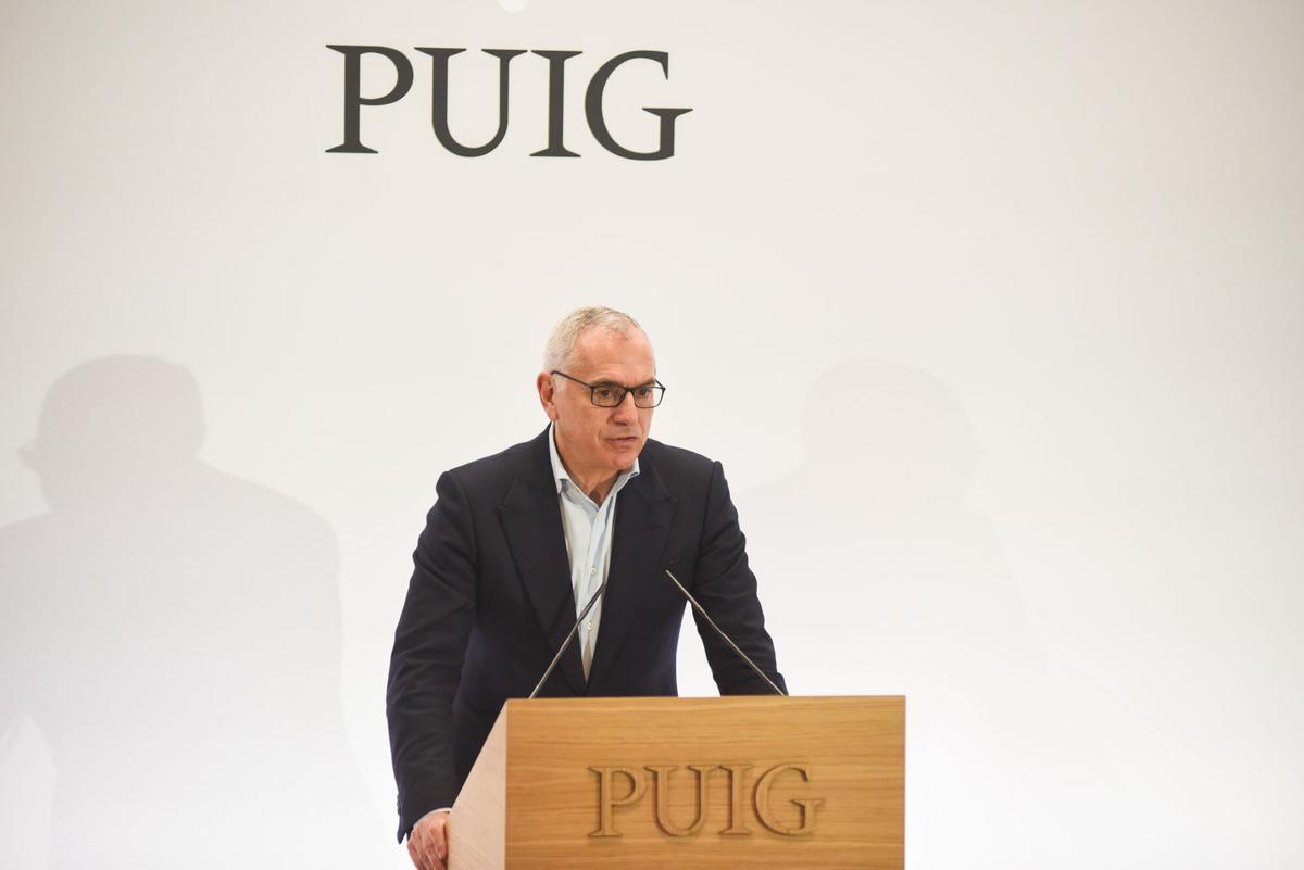 El presidente de Puig, Marc Puig, durante la rueda de prensa para presentar los resultados de 2025
