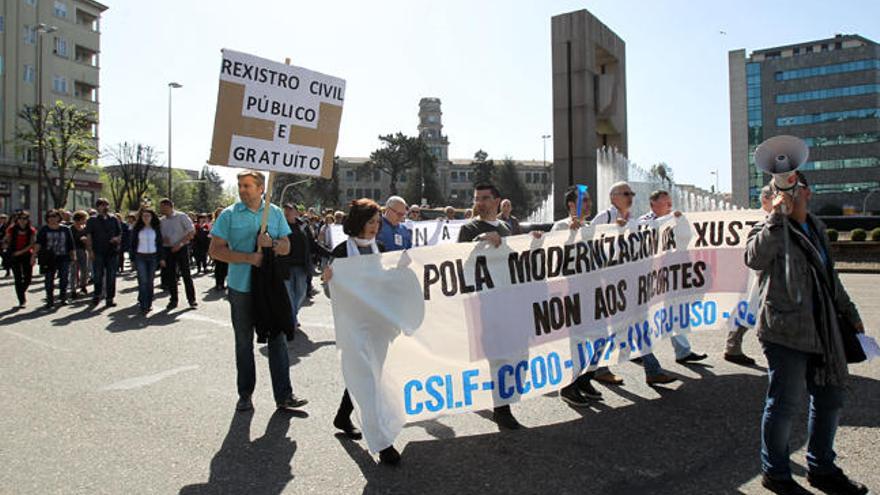 Imagen de la protesta hoy en Vigo // R. Grobas