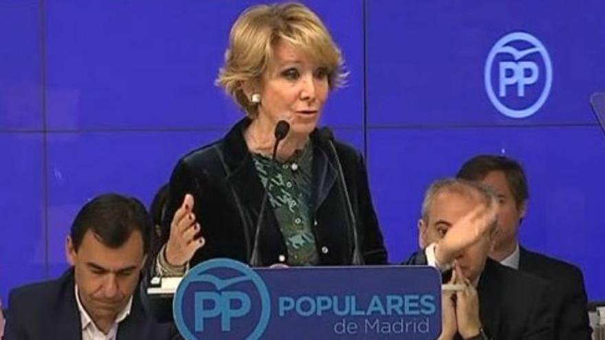 Esperanza Aguirre: “El fracasado Sánchez, obsesionado por el poder y el odio al PP se echa en las manos de Podemos”