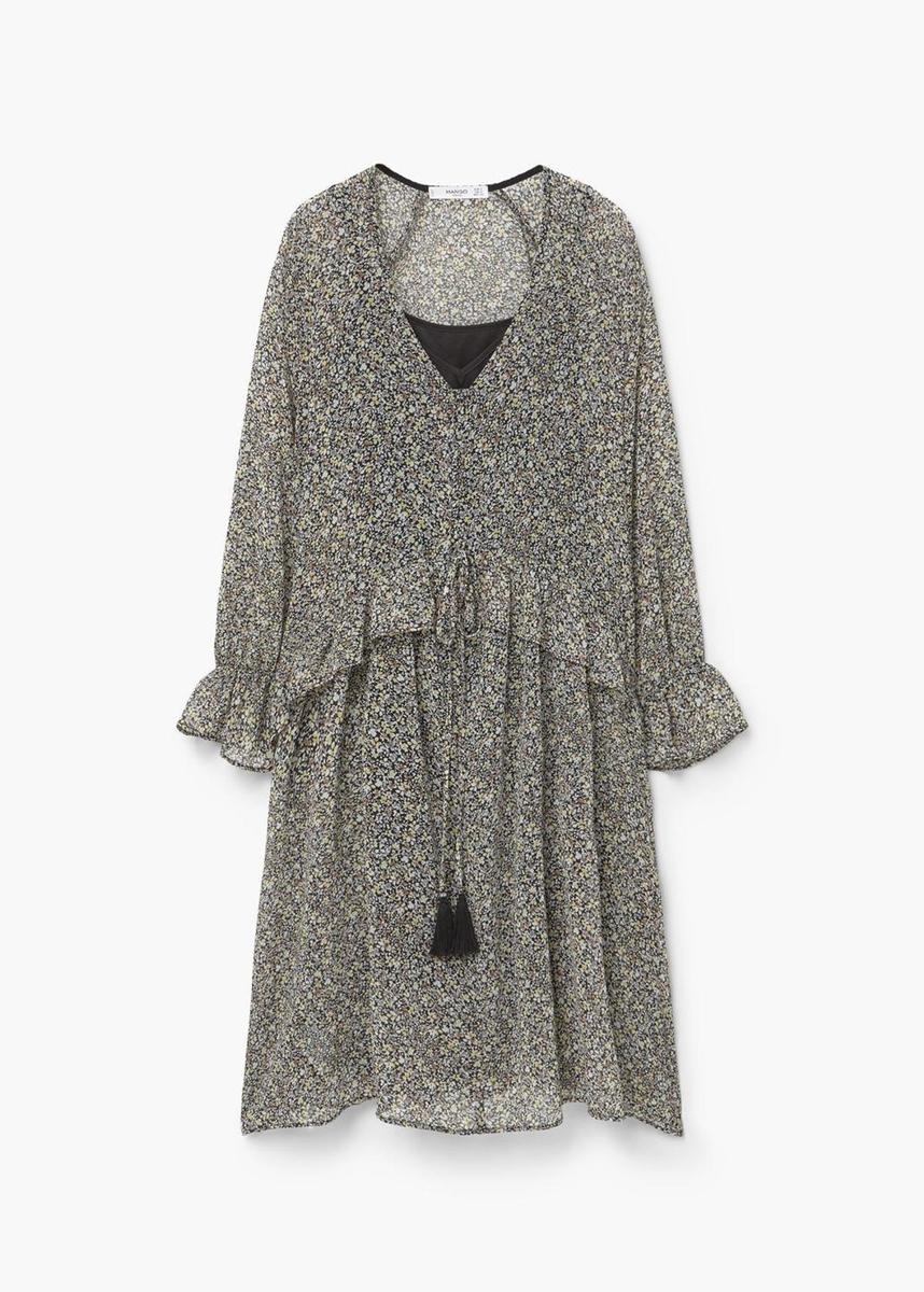 Vestidos boho chic para el otoño, con volante de Mango (39,99€)