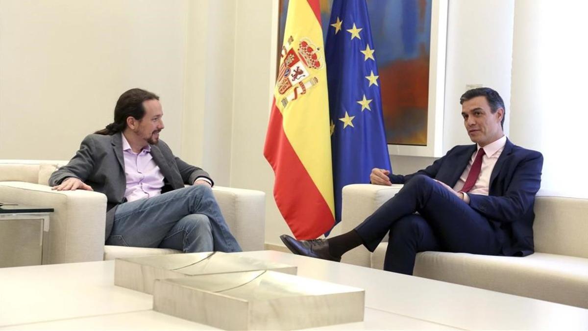 Pedro Sánchez y Pablo Iglesias, en la Moncloa