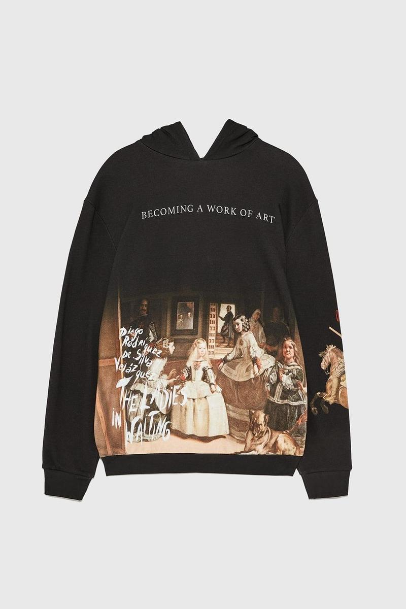 Sudadera con meme 'becoming a work of art' y las Meninas de Zara MAN. (Precio: 35, 95 euros)