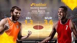 Valencia Basket vs. UCAM Murcia: horario, TV, estadísticas, cuadro y pronósticos