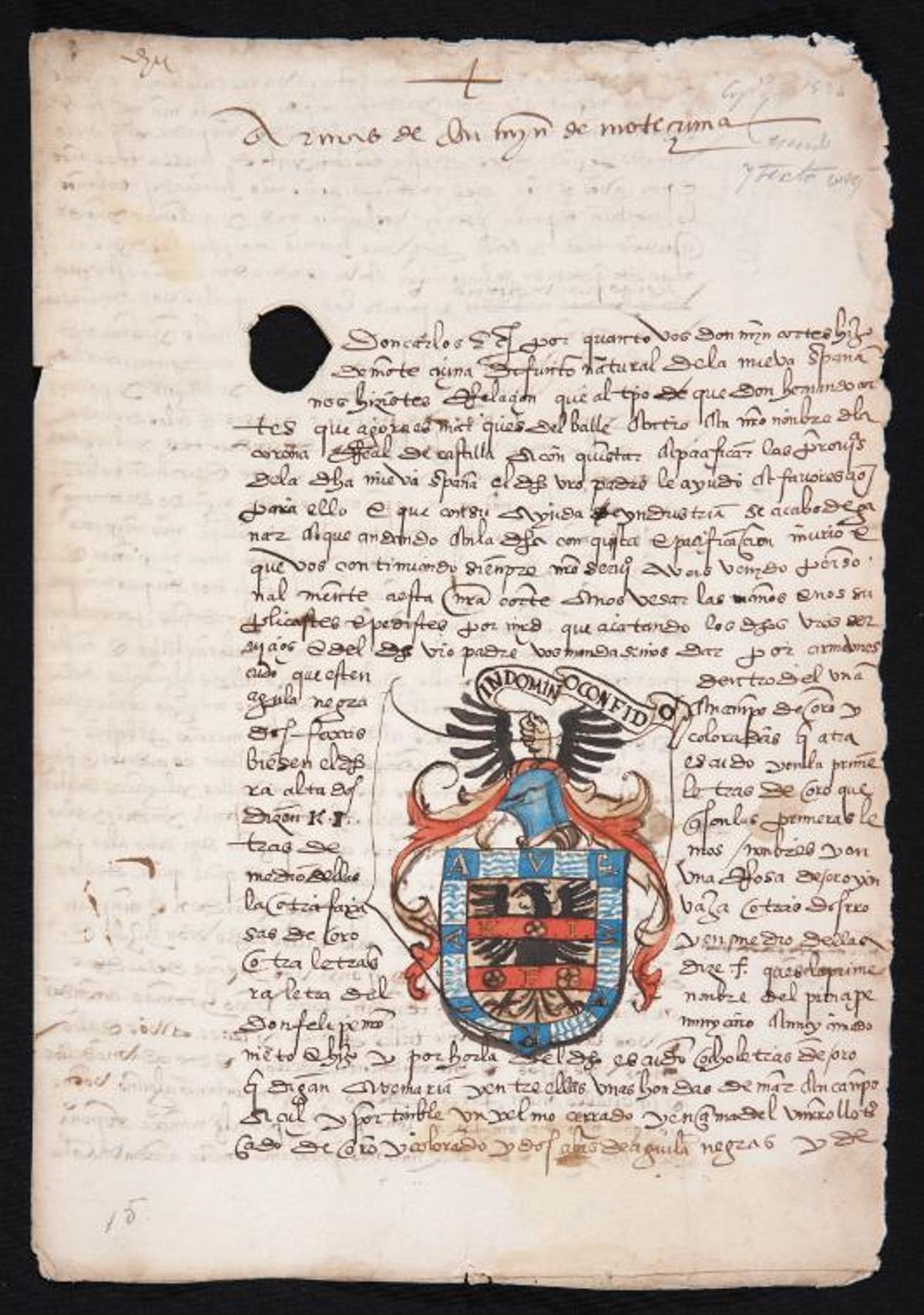 Escudo de Moctezuma con el que se le concedía lo condición de noble al hijo del emperador mexica.