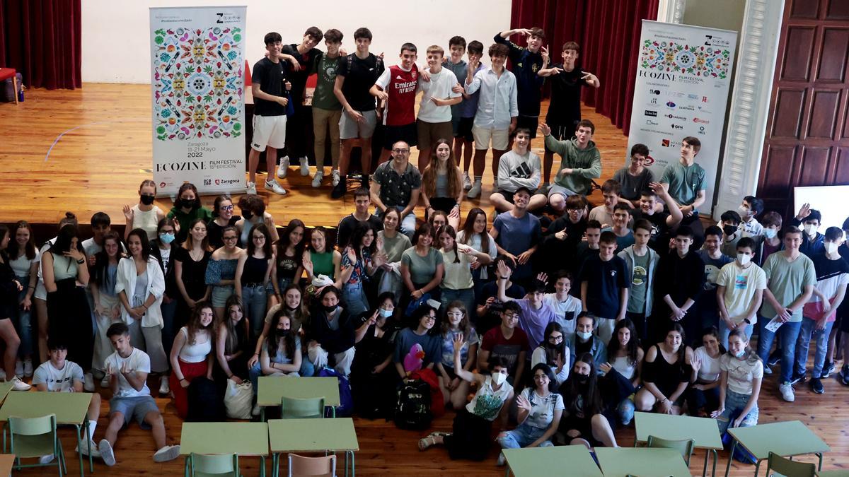 Los alumnos del IES Miguel Catalán en las proyecciones de Ecozine en su centro educativo.