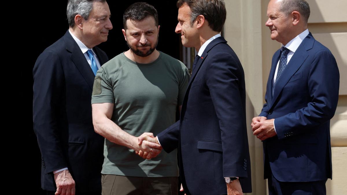 Macron, Scholz y Draghi se reúnen con Zelenski en Kiev