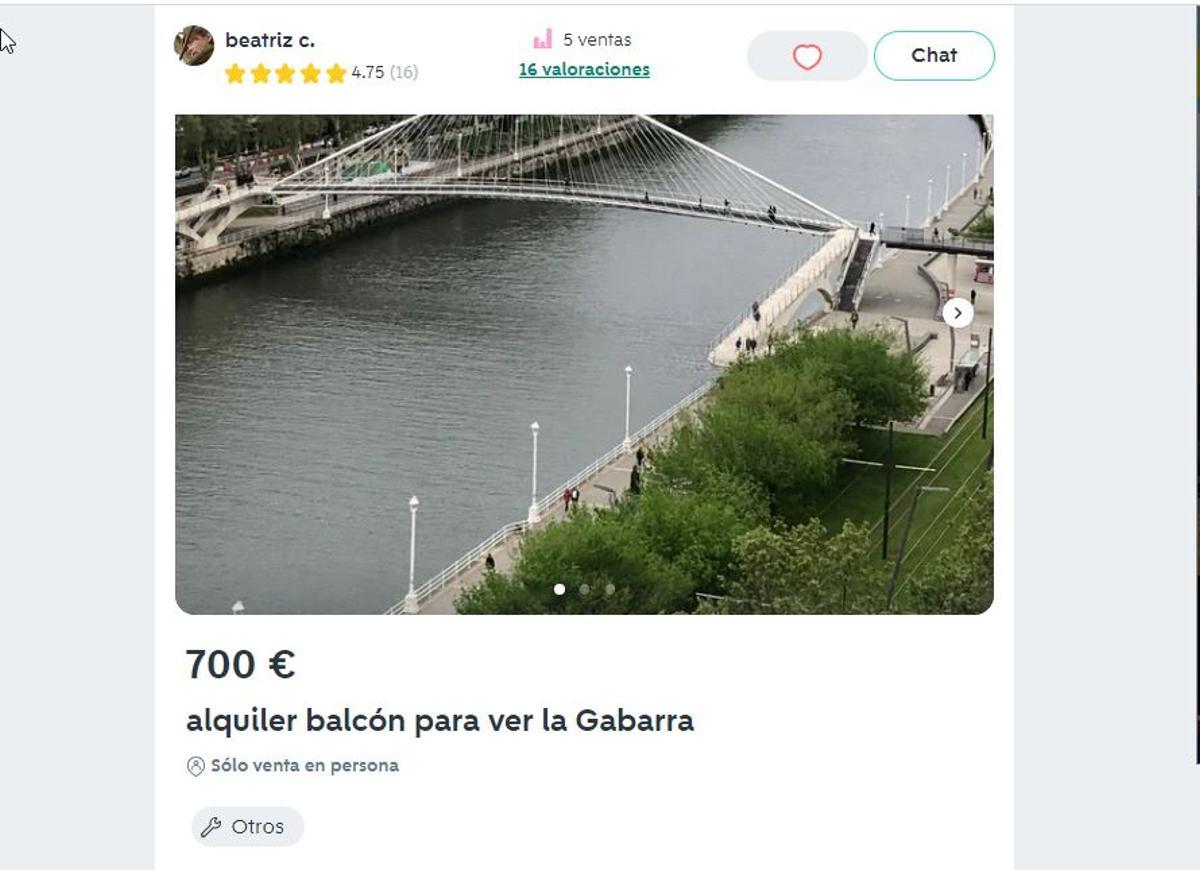 700 euros por ver surcar la gabarra en el centro de Bilbao.