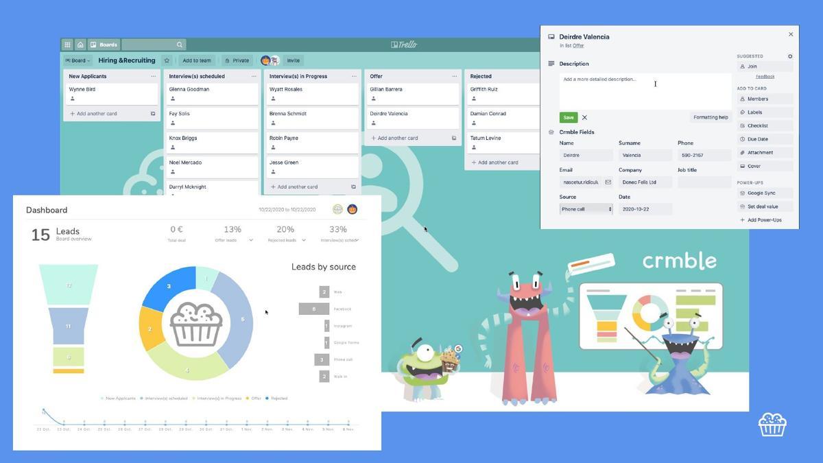 Crmble es un Power-Up que convierte Trello en un CRM fácil de usar