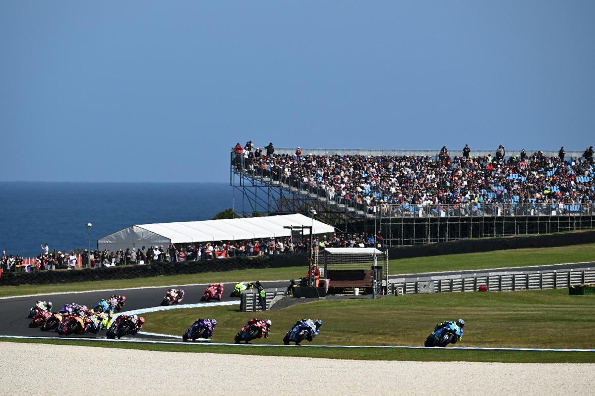 Los pilotos de MotoGP durante el Gran Premio de Australia de 2025, en Phillip Island