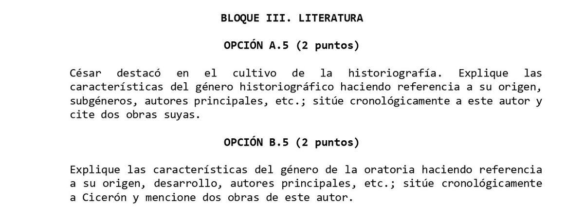 Bloque III del examen de Latín de la PAU 2026 de Madrid