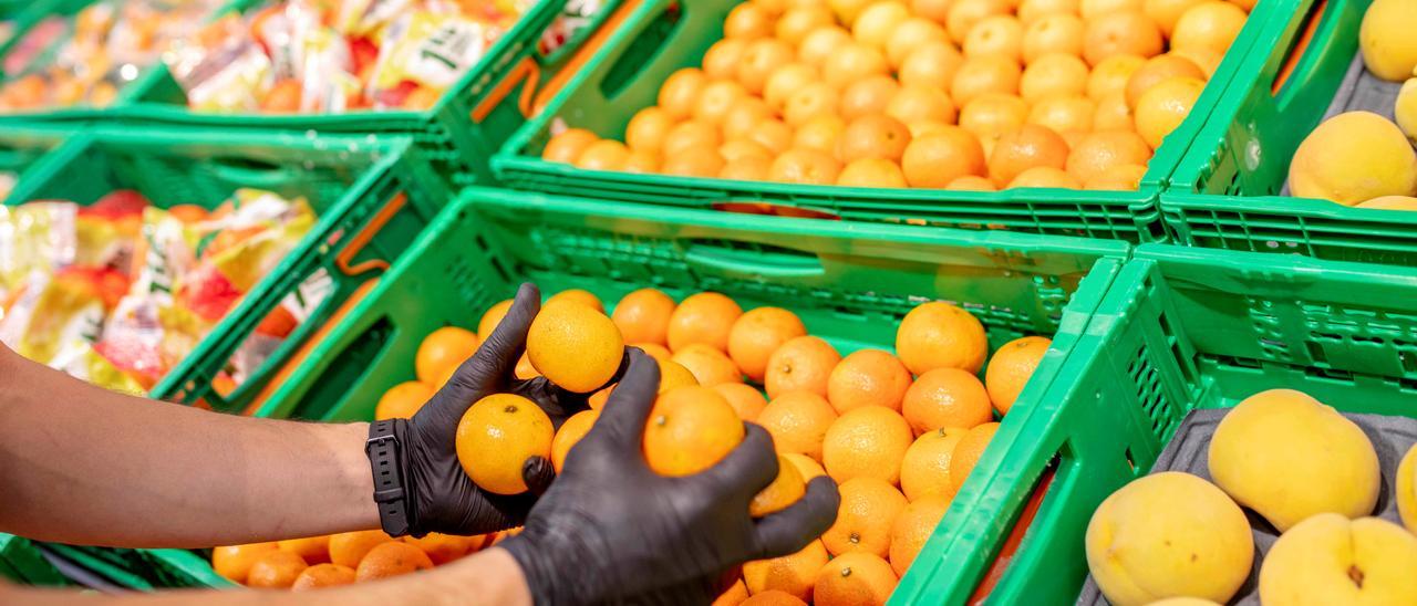 Mandarinas en un lineal de Mercadona.