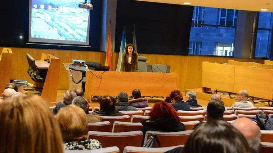 Un momento de la charla de la Asociación de viviendas turísticas (Aviturga) ayer en el salón de plenos del Concello de Cangas. // Gonzalo N.