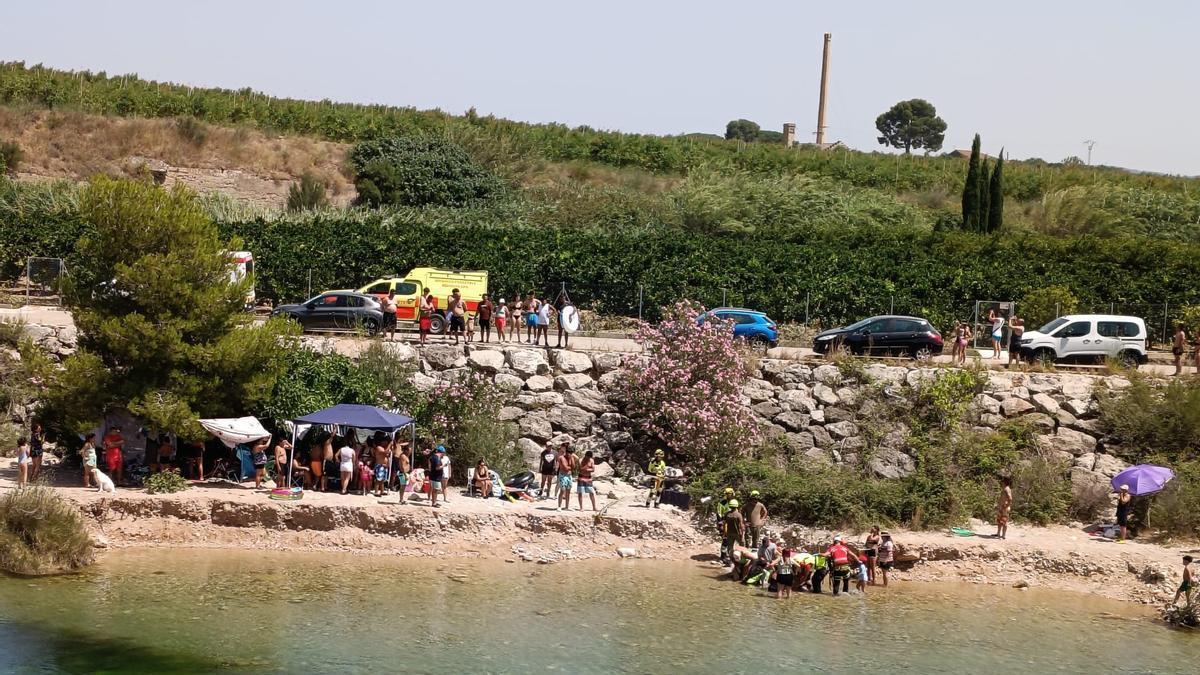 Aparatoso rescate en el río Xúcar a su paso por Antella