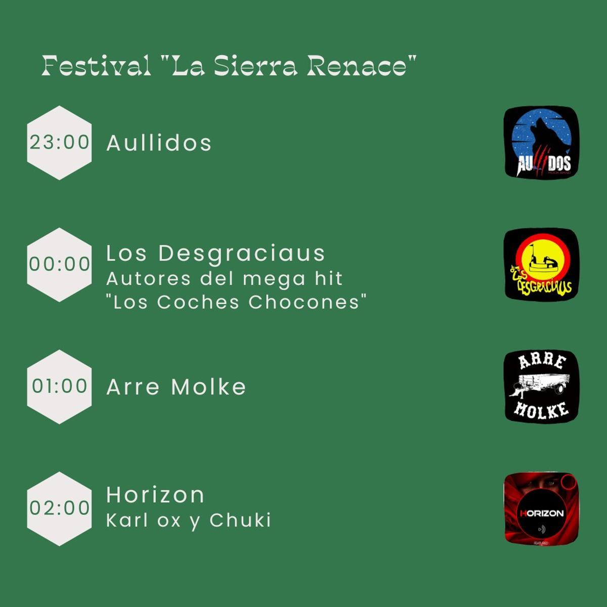 Orden de actuación de los grupos de música en el festival 'La Sierra renace' 3