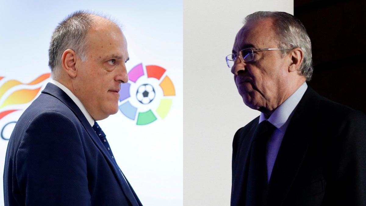 Javier Tebas, presidente de LaLiga, y Florentino Pérez, presidente del Real Madrid