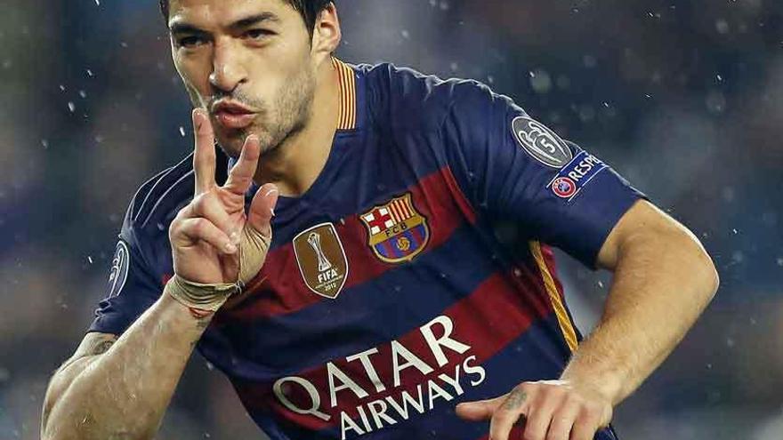 Luis Suárez celebra su gol ante el Arsenal en el duelo del miércoles.