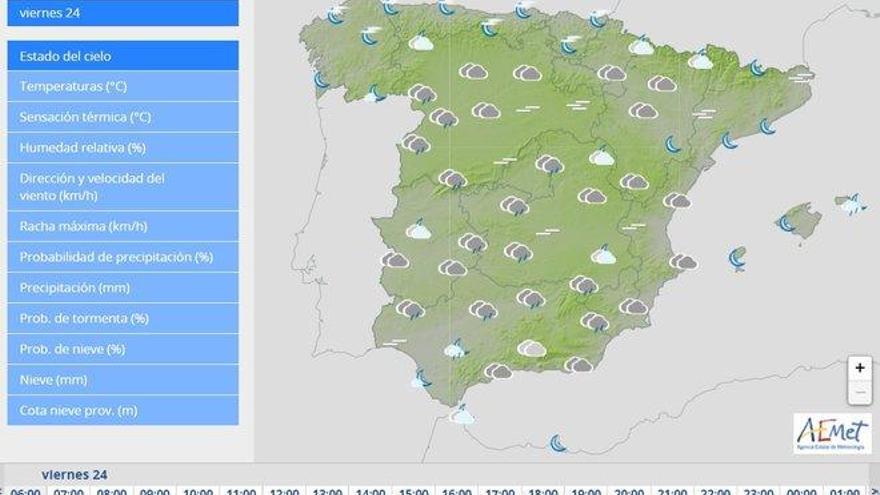 Aemet: Pronóstico del tiempo en toda España para este viernes