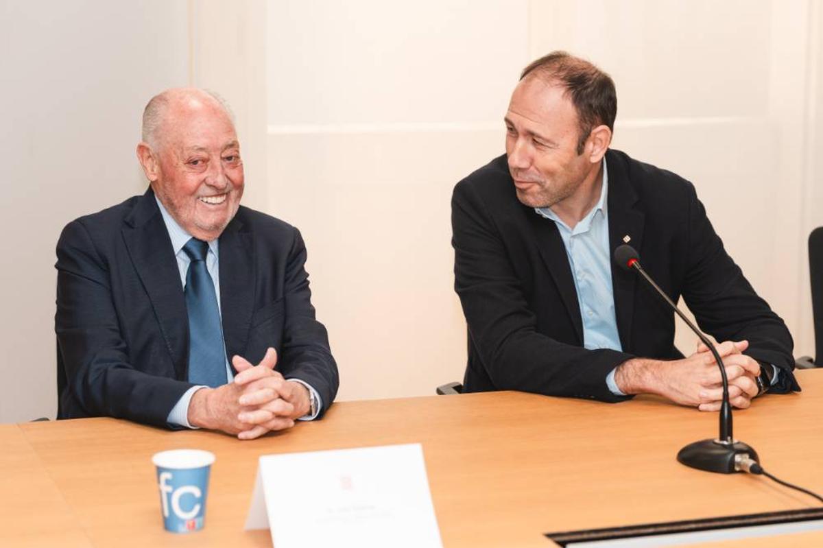 Joan Soteras, presidente de la FCF, y Berni Álvarez, consejero de deportes de la Generalitat