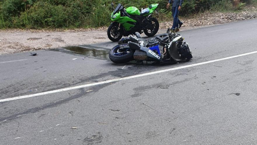 Herido grave un motorista que circulaba por la carretera que une Tui y Gondomar