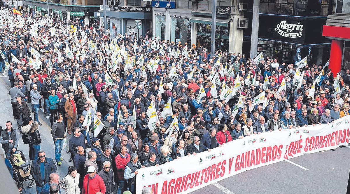 Manifestantes en la última protesta agraria llevada a cabo en la región
