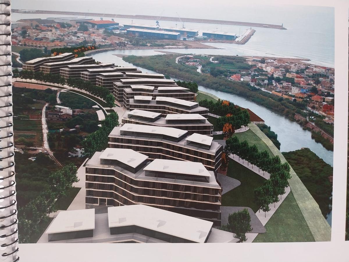 El sector de les Foies, en una simulación de hace años con edificios de 6 alturas y una gran ocupación de suelo.