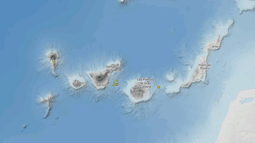 El fin de semana registra cinco terremotos en aguas canarias, cuatro entre Tenerife y Gran Canaria