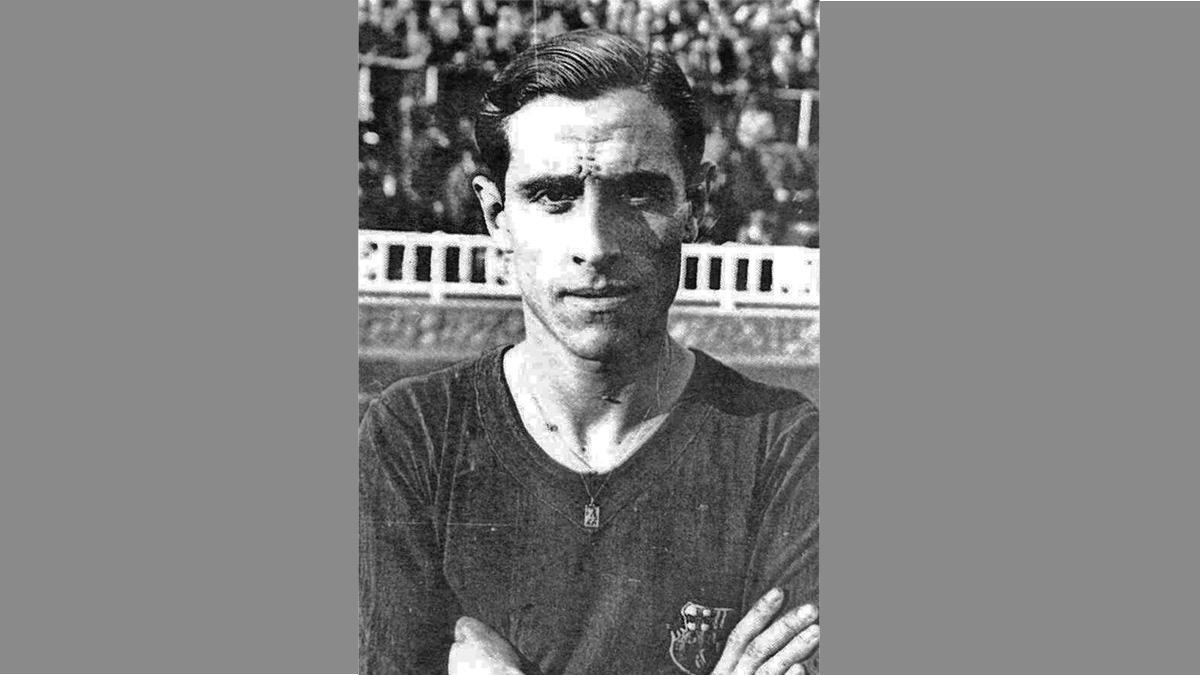 Ramón de Zabalo con la camiseta del equipo azulgrana. En sus tiempos fue considerado como uno de los mejores defensas del mundo. Ejerció de capitán y entrenador interino del Barça en la década de los treinta. Jugó 181 partidos oficiales y anotó nueve goles