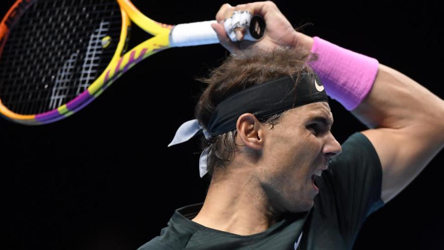 Rafa Nadal, en su partido debut en el ATP Finals