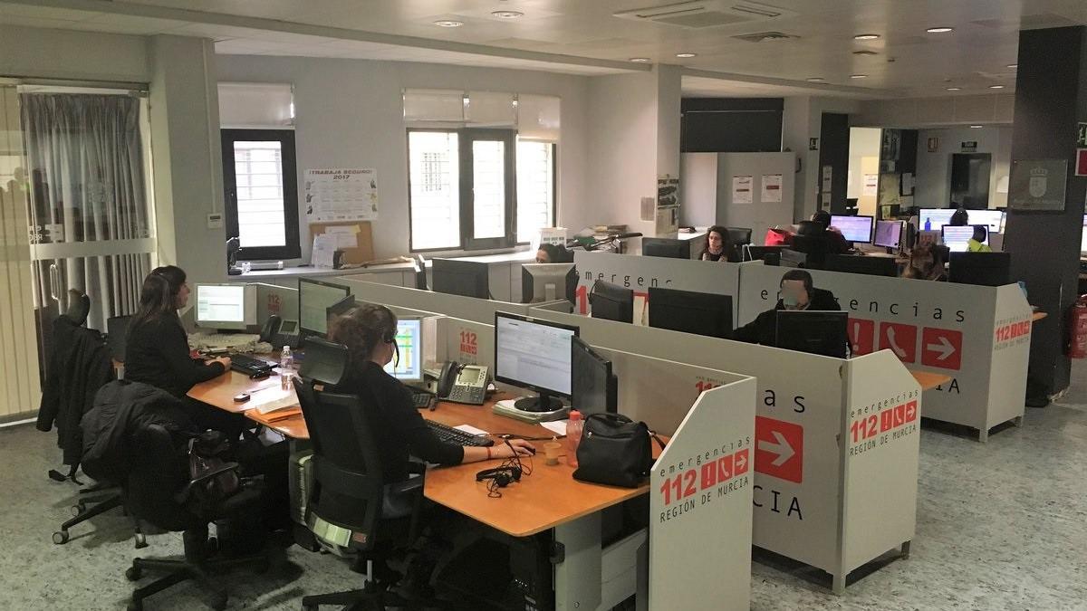Imagen de la sala del Centro de Coordinación de Emergencias 112 Región de Murcia.