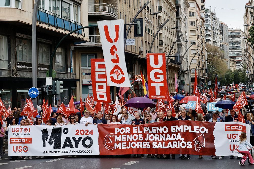 La manifestación del Primero de Mayo de Murcia, en imágenes