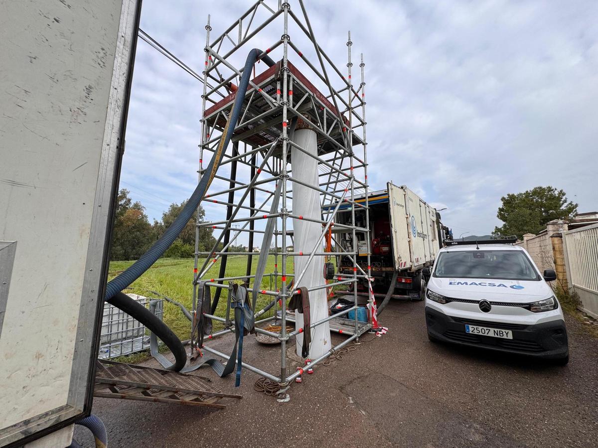 Imagen cedida por Emacsa de la rehabilitación del alcantarillado de Alcolea.