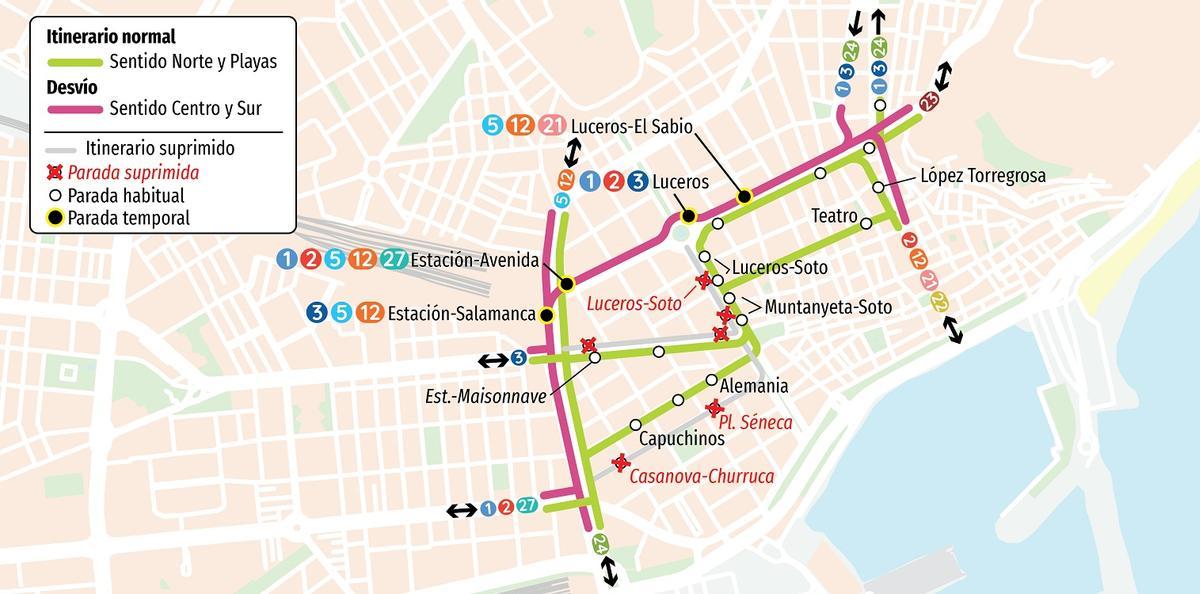 Así queda el plano de la circulación por el centro de Alicante desde este lunes