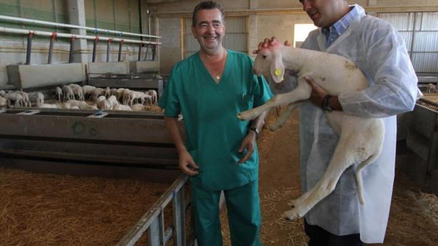 El delegado junto a Juan Ángel Moralejo en la zona de fabricación del queso.