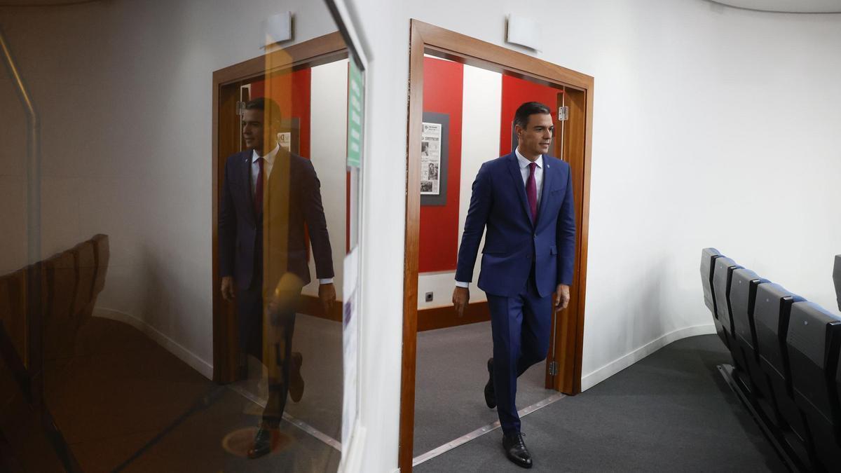 Pedro Sánchez en una comparecencia en la Moncloa