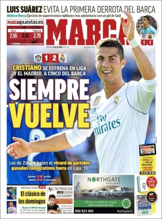 Portadas deportivas del domingo 15 de octubre