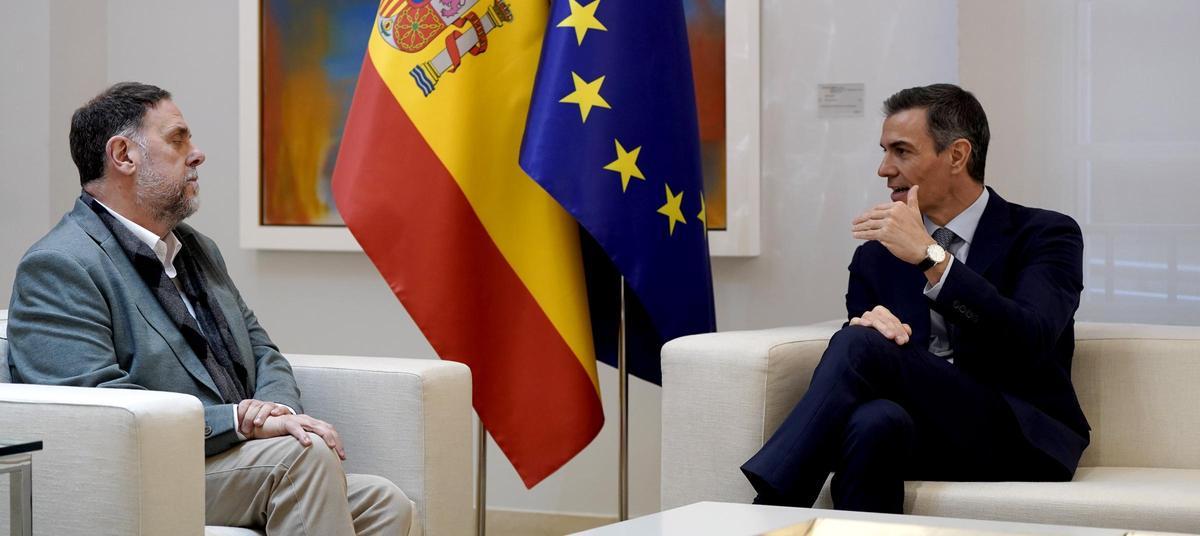 Pedro Sánchez y Oriol Junqueras, en Moncloa.