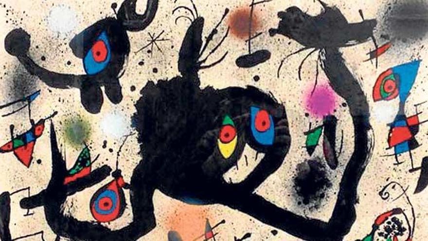 ´El vol de l´alosa´, litografía de Miró presente en la muestra.