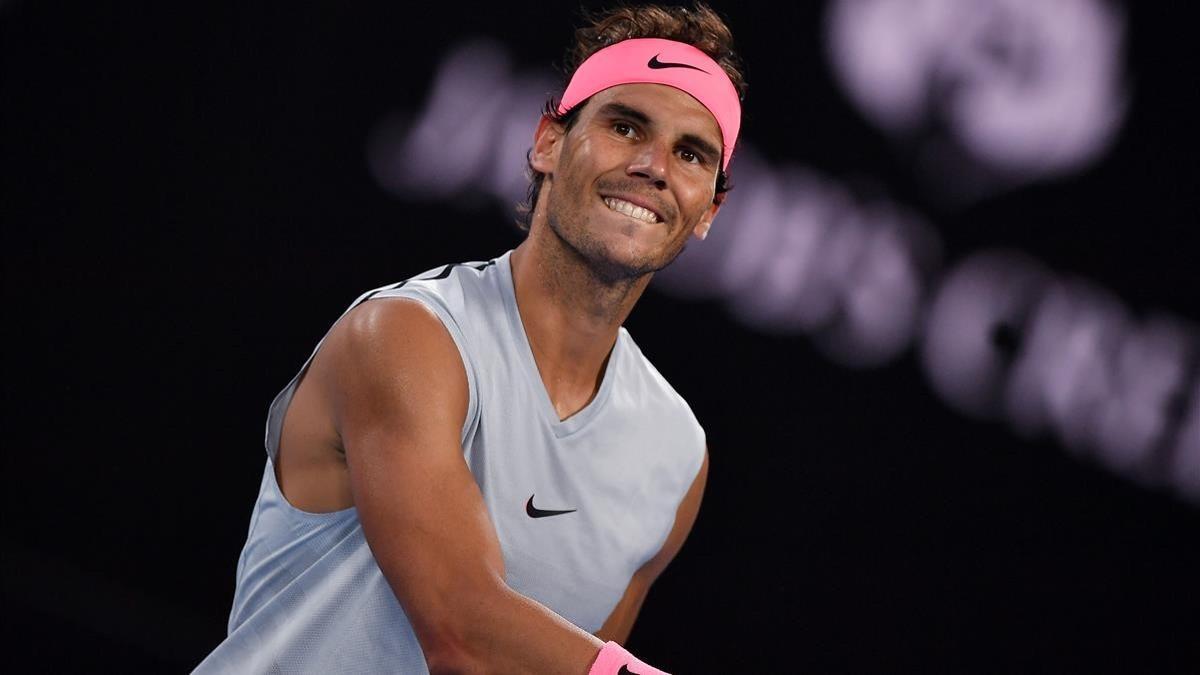 Nadal, en un momento del partido contra el dominicano Estrella Burgos en Melbourne.