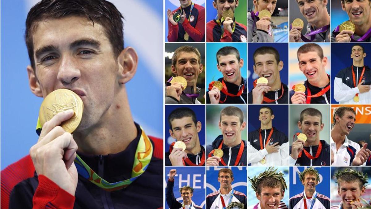 Los 21 oros de Phelps en los Juegos Olímpicos