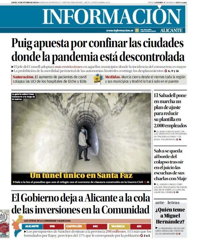 Esta es nuestra portada de hoy jueves 29 de octubre de 2020