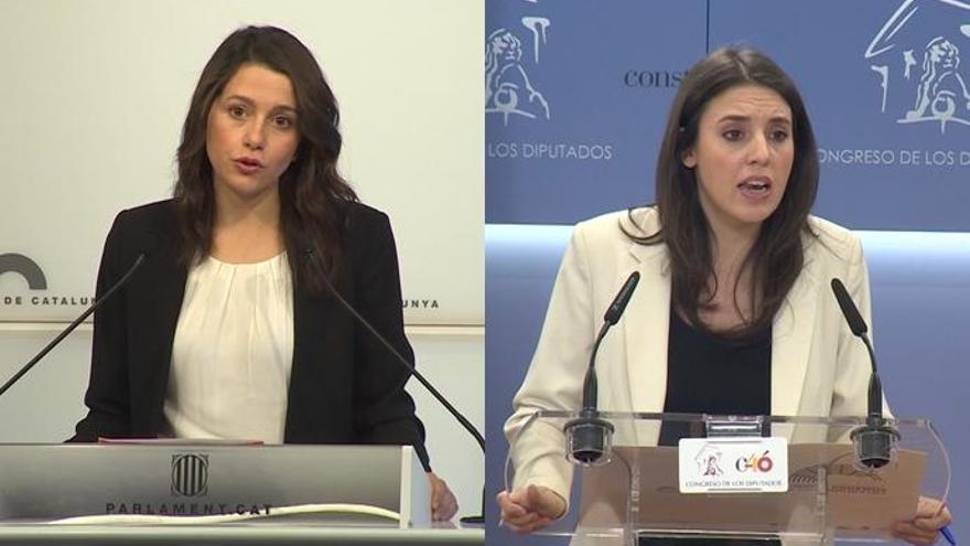 Las políticas Inés Arrimadas e Irene Montero.