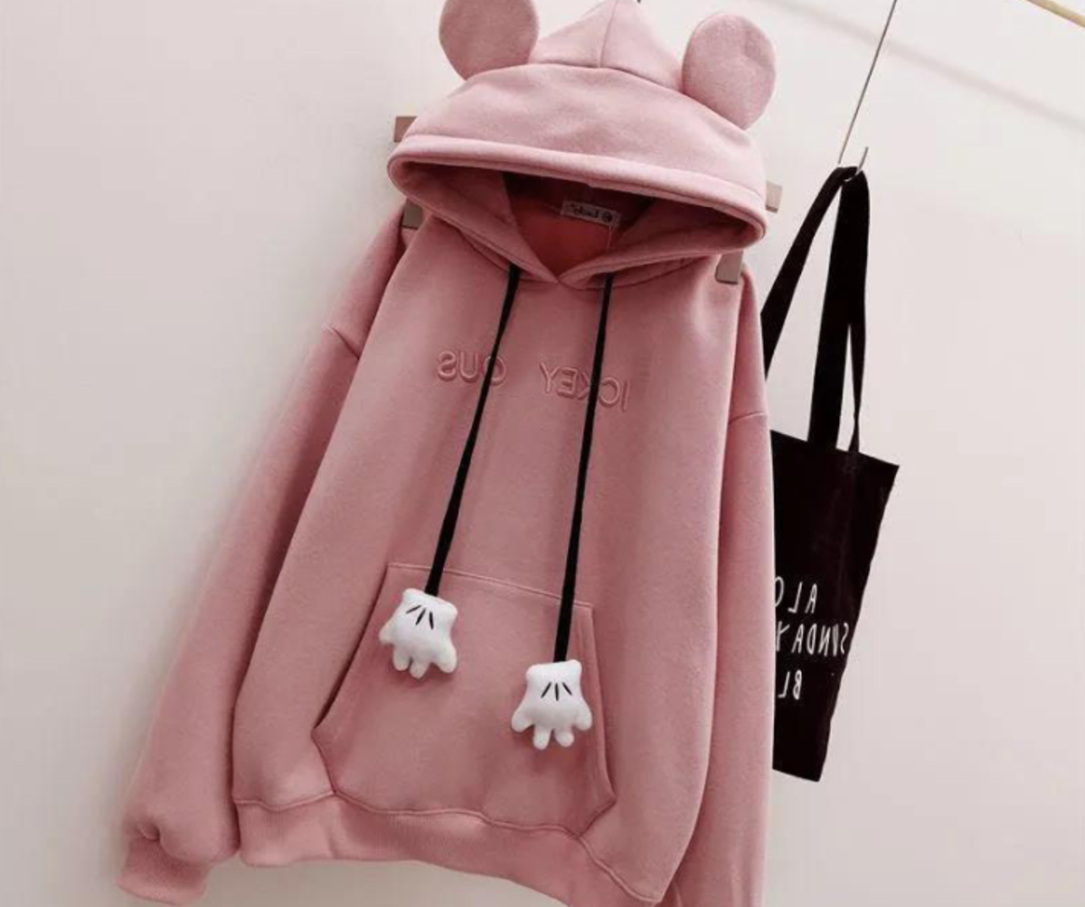 Sudadera con manos de Mickey en rosa de Aliexpress