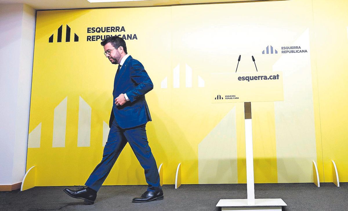 El president Aragonès tras anunciar que no recogería el acta de diputado.